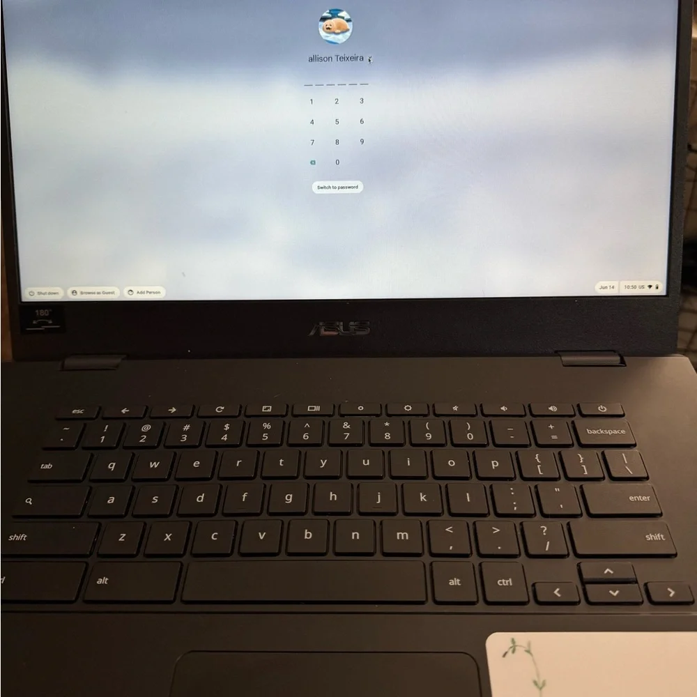 ASUS Black chromebook Sleek Design Backlit Keyboard